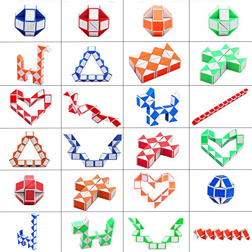 Viccess 24 Piezas Juguetes de Rompecabezas de Serpiente Magic Snake Cube Mini Serpiente para Niños, Favores de Fiesta Materiales de Fiesta,Color al azar