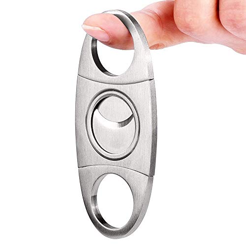 Vicloon Bolsillo Cigar Cutter Acero Inoxidable Doble Hoja, Bolsillo Cortador De Puros, Tijeras para Cigarros