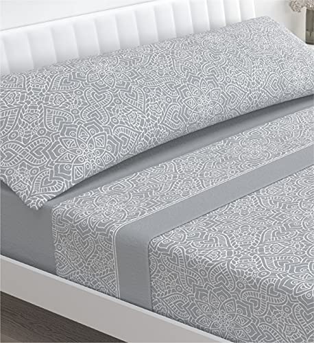 Victorio & Lucchino Juego de sábanas coralina - Modelo Beverly (Gris, 105 cm)