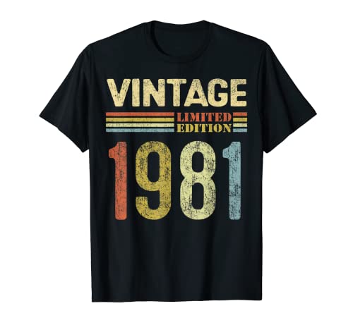 Vintage 1981 Regalo Original Hombre 41 Años Cumpleaños Mujer Camiseta