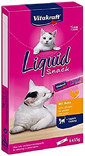 Vitakraft Snack Liquido para Gatos con Pollo y Taurina, 15 g (Paquete de 6)