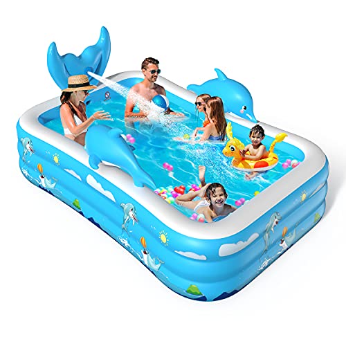 VOXON Piscina Niños, Piscina Hinchable por Familia, 250x180x55cm Piscina Grande de Jardín, PVC, Durable y Seguro para Niños, Adultos, Familias, Parque Acuatico