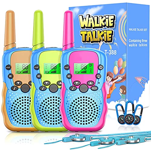 Walkie Talkie 3 Pack Niños Aisuo Juguetes para Niños Niñas de 3-8 Años 3 KM de Largo Alcance con 8 Canales, Regalos para Niños o Niñas Adolescentes de 5 a 12 Años