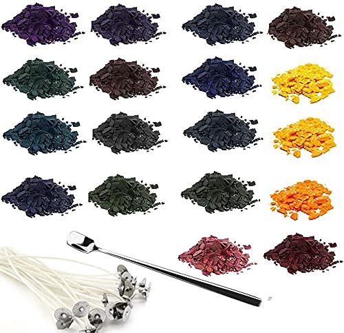 WANTOUTH 18 Colores Tinte Cera Velas Colorante para Velas de Soja Colorantes Naturales para Velas DIY Pigmentos para Velas con Mechas de Vela y Cuchara para Hacer Velas