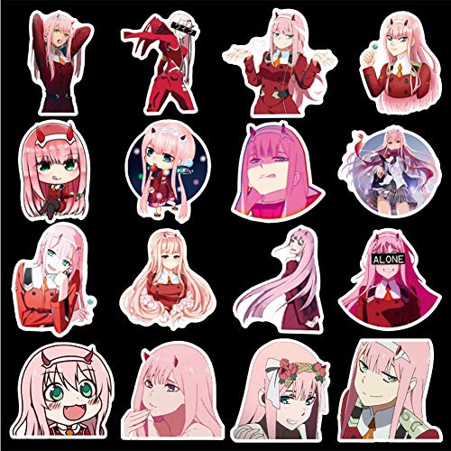 WayOuter Pegatinas Darling in the FRANXX 02 100 Piezas de Pegatinas de Anime para niños, monopatín para Ordenador portátil, Pegatina Impermeable para Coche