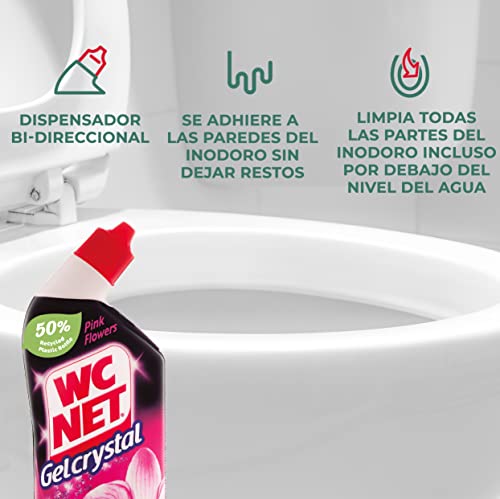 WC Net - Gelcrystal Pink Flowers, Limpiador Quitamanchas Para Inodoro, Antical e Higienizante Para WC, 750 ml