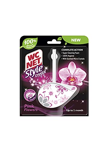 WC Net - Style Crystal, Colgador WC Perfuma y Desinfecta, Aroma Pink Flowers, Caja 12 Uds x 1 Pastilla