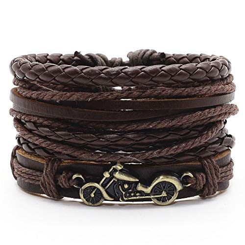 WDAIJY Pulsera De Hombre，Los Hombres Pulsera De Cuero Lindo Aleación Moto Encanto Gecko Beads Hombres Pulseras para Mujeres Homme Masculino Femenino Hombres Joyas