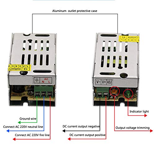 Weishuo Adaptador de Corriente Transformador AC110V / 220V a DC 5V 2A 10W Fuente de Alimentación Conmutada Regulada Universal