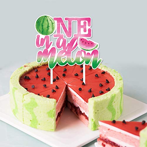 WERNNSAI Sandía Cupcake Toppers - 31PCS One In A Melon Cake Topper para Niñas 1er Cumpleaños Verano Frutas Tropicales Fiesta Temática de Sandía Cup Cake Topper Recoge Decoraciones