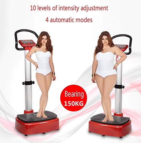 WEWE Fitness Plataforma vibratoria Vibración Power Plate Máquina de Adelgazamiento Amplia Equipo de pérdida de Peso con reposabrazos Ajuste de 10 velocidades Carga máxima 150 kgred