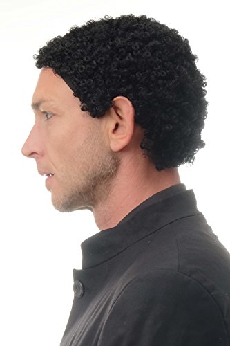 WIG ME UP- 90657-P103 Peluca Carnaval Halloween Hombres Mujeres, Cortos, rizos Negros, africanos Afro Rizado