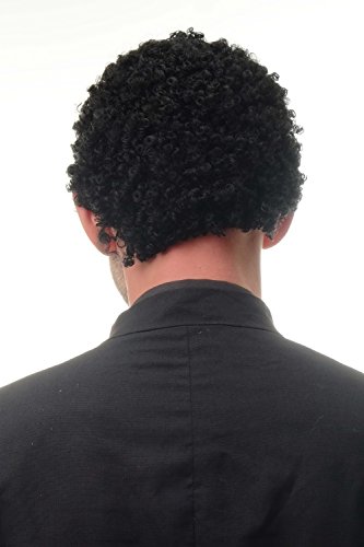 WIG ME UP- 90657-P103 Peluca Carnaval Halloween Hombres Mujeres, Cortos, rizos Negros, africanos Afro Rizado