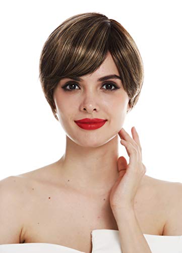 WIG ME UP - DW3042-MT-WALNUT Peluca para mujeres monofilamento pelo corto liso a lo chico castaño rubio teñido