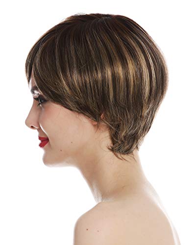 WIG ME UP - DW3042-MT-WALNUT Peluca para mujeres monofilamento pelo corto liso a lo chico castaño rubio teñido