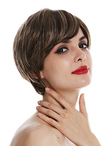 WIG ME UP - DW3042-MT-WALNUT Peluca para mujeres monofilamento pelo corto liso a lo chico castaño rubio teñido