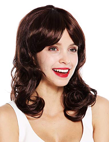 WIG ME UP- VK-52-33H27 peluca de mujer pelo largo rizado rizos castaño caoba mechas rubias highlights