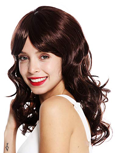 WIG ME UP- VK-52-33H27 peluca de mujer pelo largo rizado rizos castaño caoba mechas rubias highlights