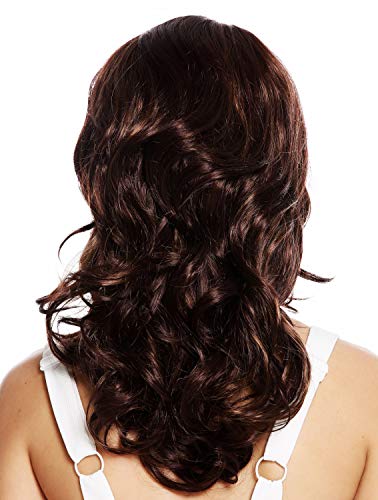 WIG ME UP- VK-52-33H27 peluca de mujer pelo largo rizado rizos castaño caoba mechas rubias highlights