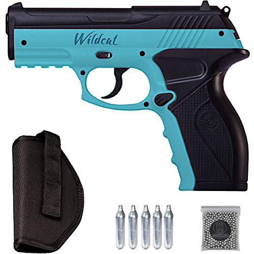 Wildcat Blue C11 | Pistola de balines BB's de Acero 4.5mm por Aire comprimido (CO2) + pistolera Holster + munición
