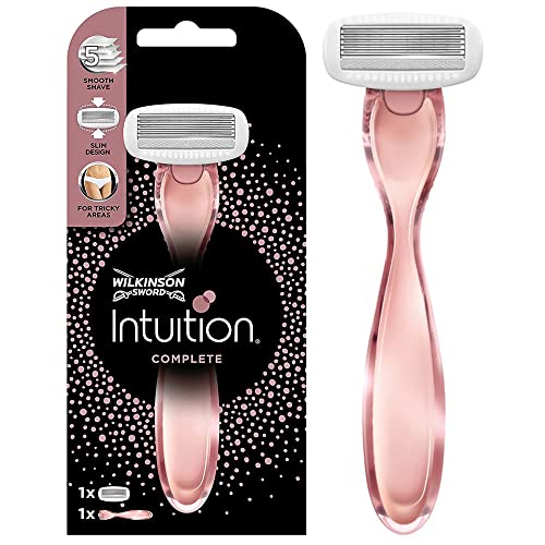 Wilkinson Sword Intuition Complete - Maquinilla Depilatoria de 5 Hojas Bidireccionales con Diseño Slim Apta para Todas las Zonas y 1 Recambio de Cuchilla