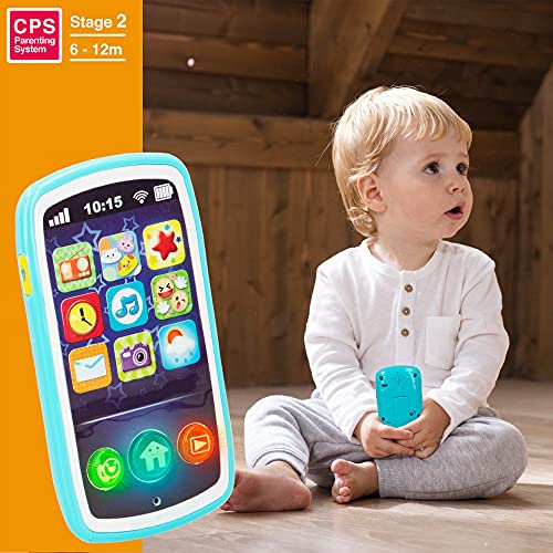 winfun - Teléfono móvil bebés, Juguete teléfono, móvil con sonidos, melodías y luces, + 6 meses, juguetes primera infancia, juguetes bebés, móvil bebés, WINFUN (44523)