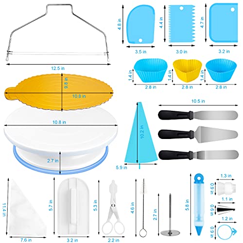 WisFox Decoración de Pasteles, Torta Giratoria, 103 Piezas Decoración Kit, Plato Giratorio para Pasteles para Principiantes y Amantes de Pasteles