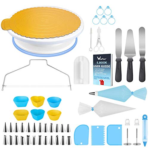 WisFox Decoración de Pasteles, Torta Giratoria, 103 Piezas Decoración Kit, Plato Giratorio para Pasteles para Principiantes y Amantes de Pasteles