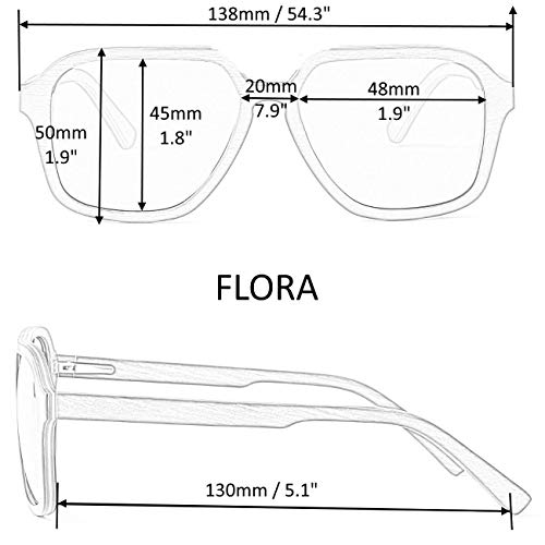 WOLA FLORA Gafas de sol de madera para mujer, redondas, planas, polarizadas, UV400, ébano.