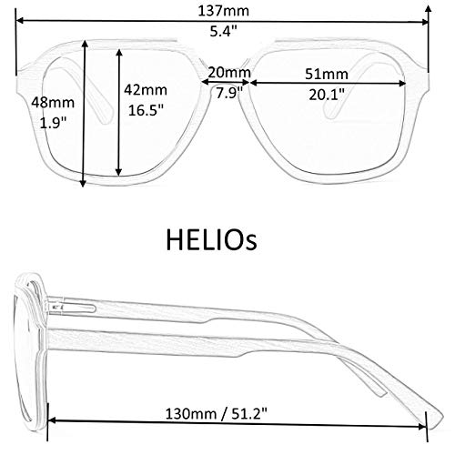 WOLA Gafas de sol de madera cuadradas para hombre y mujer Helios gafas de madera polarizadas para hombres y mujeres de ébano