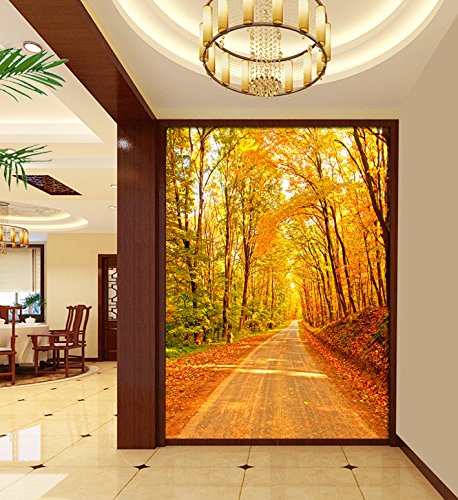 Wongxl 3D Estereoscópica Hyun-Off En El Otoño Forest Corridor Sala De Estar Fondo De Pantalla Fondo De Pantalla Papel Tapiz Murales Por Carretera 3D Papel Pintado Wallpaper Mural Fresco 150cmX100cm