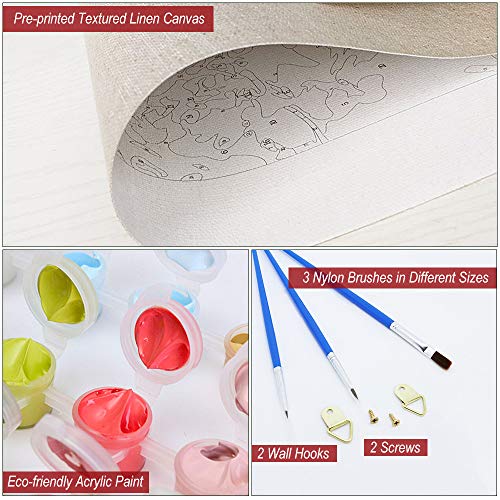 WONZOM DIY Pintura por Números para Adultos Niños Principiantes, Kit de Pintura por Números sobre Lienzo, Rana Colorida con Gafas 16 * 20 Pulgadas Sin Marco