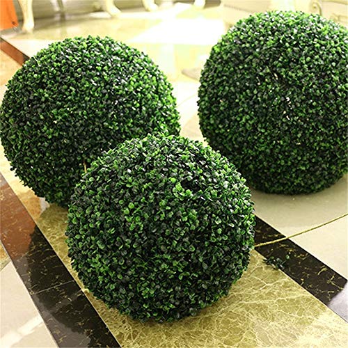 Woorea Bola Verde de Plástico Simulada, Bola de Madera de Boj,Bola de Hierba Artificial, Decoración para el Hogar y el Jardín, Decoración para Fiesta de Boda