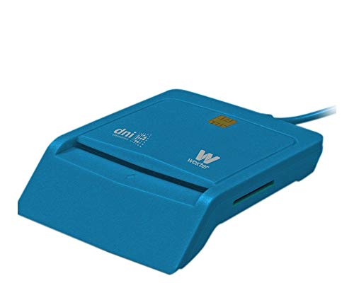 Woxter Lector Dni Combo - Lector DNI electrónico, Compatible con Las Tarjetas Smart Cards o Tarjetas Inteligentes, con 3 Ranuras para Tarjetas, Color Azul