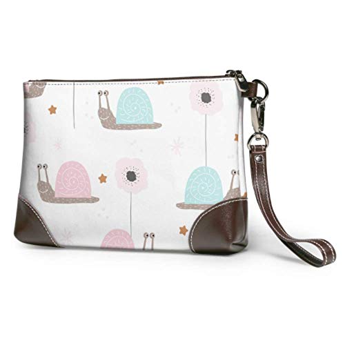 XCNGG Bolso de mano de cuero suave impermeable para mujer, bonito bolso de mano con caracoles y conchas, bolso cosmético con cremallera para mujeres y niñas