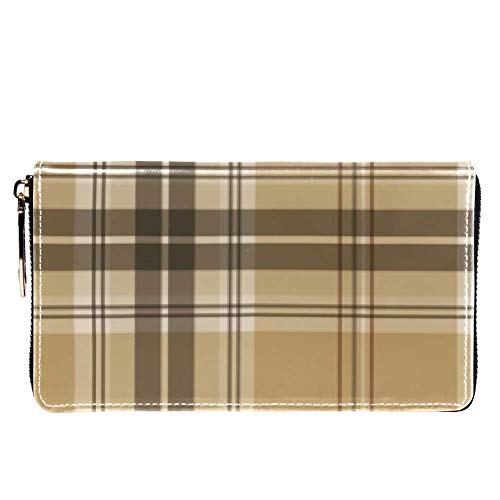 XCNGG Cartera de Cuero Carteras de Rayas Marrones oscuras Tarjetero Clutch con Muchos Bolsillos para Mujeres Hombres Niñas Niños Cartera pequeña y compacta Plegable