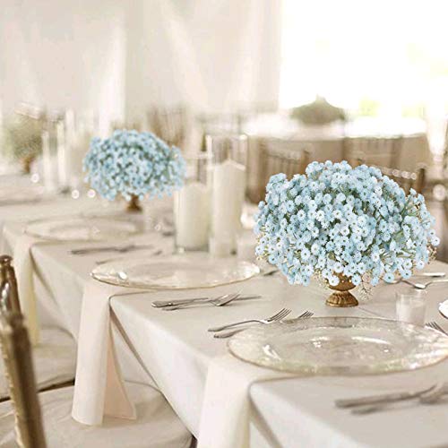 XHXSTORE 4pcs Ramo de Flores Artificiales Pequeñas 24cm Bouquet Gypsophila Paniculata Azul Plastico para Jarrones Boda Ramo de Novia Arreglo Floral Mesa Hojar Navidad