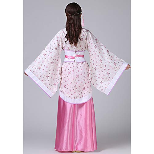 Xingsiyue Chino Antiguo Tradicional Hanfu Disfraz Etapa de Rendimiento Traje de Tang Vestido de Baile para Mujer (Blanco Rosa,46)