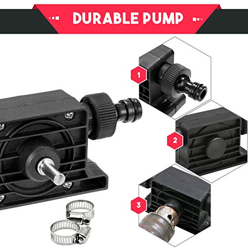 XQK Mini PortáTil Bomba Taladro EléCtrico Bomba Transferencia Agua Fluido Autocebante Acuario Fuentes Estanque Sistemas HidropóNicos con 2 Conectores RáPidos Manguera Agua