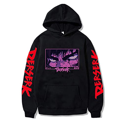 XSLGOGO Hombres Mujeres Berserk Sudadera con Capucha Guts Cartoon Graphic Cosplay Jumper Otoño Invierno Pullover Sudadera para Anime Berserk Fans