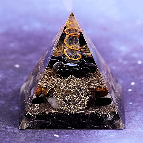 XuuSHA Pirámides de Cristal para la energía Positiva Pirámide orgone de obsidiana Natural Decoración del hogar (Size : 10CM)