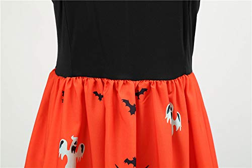 Xyfw Manga De La Túnica De Halloween Femme Automne Rockabilly Largo Vestido De Las Mujeres del Invierno Vestidos Modela del Vintage 50S 60S Oscilación Grande Vestido De Halloween Vestir,L