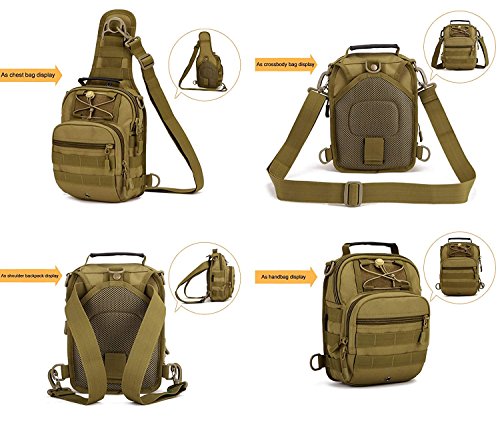 Yakmoo Mochila de Asalto Impermeable Estilo Militar Táctico Nylon Molle Sistema Bolsa de Bandolera Bolso Cruzado Bolsa de Mano al Aire Libre