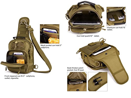 Yakmoo Mochila de Asalto Impermeable Estilo Militar Táctico Nylon Molle Sistema Bolsa de Bandolera Bolso Cruzado Bolsa de Mano al Aire Libre