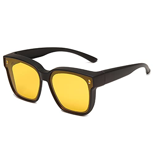 YAMEIZE Polarizadas Usar Sobre Gafas de Sol Retro para Hombres y Mujeres Protección UV400 Gafas Vintage Antideslumbrantes Envolventes para Conducir