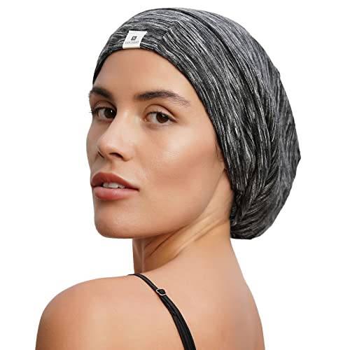 YANIBEST Gorro de Dormir Pelo Rizado Ajustable Forro de Satén Antifrizz Gorro de Punto Fino Algodón Suave para Mujeres y Chicas