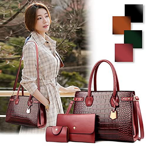 YANYUYNAY Conjunto de bolsos de moda para mujer, bolso de hombro, bolso de mano pequeño, bolso de mano grande, bolso múltiple de piel de cocodrilo de red2