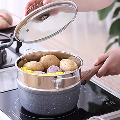 YARNOW Cesta de Vaporizador de Alimentos de Acero Inoxidable de 18Cm Cesta de Vaporizador de Bollos Cesta de Inserción Viga de Vaporizador Tradicional Apilable con Mango para Cocina