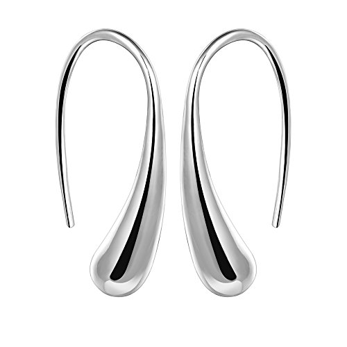 YAZILIND elegante joyer¨ªa de dise?o simple plata plateado gotas de agua aretes de oreja ganchos para las mujeres