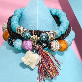 YAZILIND Estilo Bohemio Simple borlas de Elefante Granos de múltiples Capas Pulsera Mujeres Partido Regalo de la joyería